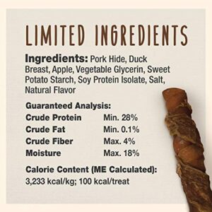 Cadet Gourmet Triple Chews Pork Hide, Apple, & Duck Dog Treats - Healthy Dog Treats for Small & Large Dogs - Inspected & Tested in USA (6 Count)