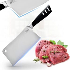 lux decor collection meat cleaver - 7 inch sharp butcher knife | high carbon stainless steel meat chopper | kitchen cleaver knife for home kitchen & restaurant| meat cleaver knife heavy duty