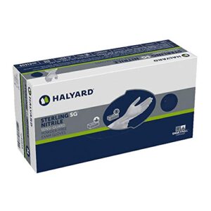 halyard sterling sg nitrile powder-free exam gloves, 3.7 mil, 9.5", gray, medium, 41659 (box of 250)