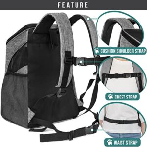 PetAmi Premium Pet Carrier Backpack for Small Cats and Dogs | Ventilated Design, Safety Strap, Buckle Support | Designed for Travel, Hiking & Outdoor Use (Heather Gray)