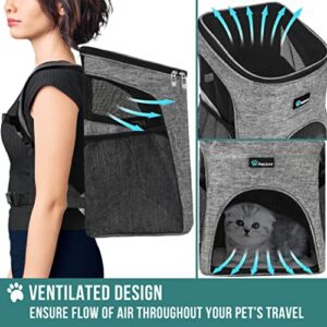 PetAmi Premium Pet Carrier Backpack for Small Cats and Dogs | Ventilated Design, Safety Strap, Buckle Support | Designed for Travel, Hiking & Outdoor Use (Heather Gray)