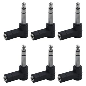 antrader right angle audio adapters 3.5mm stereo female jack to 1/4" stereo male plug headphone audio adapter converter connector 6pcs