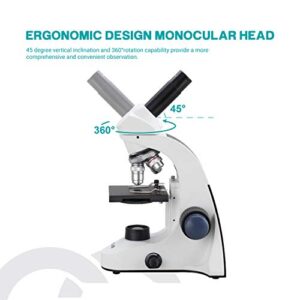 ESSLNB 1000X Microscope for Kids Students 40X-1000X Biological Compound Microscopes with Cell Phone Adapter Double Layer Stage Abbe Condenser and Slides