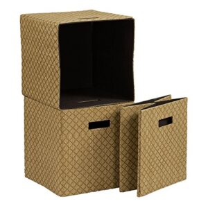 Household Essentials ML-7060 Storage Cubes, Medium, fabric, Gold, 3 Count