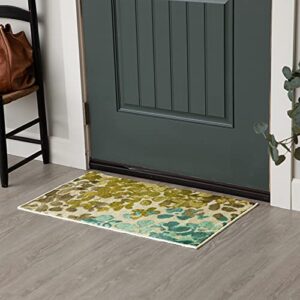 mohawk home aurora radiance aqua abstract floral accent area rug, 2'6"x3'10", blue/green