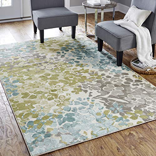 Mohawk Home Aurora Radiance Aqua Abstract Floral Accent Area Rug, 2'6"x3'10", Blue/Green