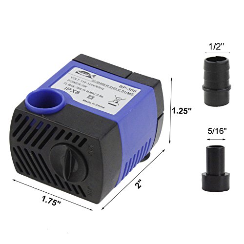 AQUANEAT 2pcs Submersible Water Pump, 80GPH Fountain Pump, Small Water Pump, Aquarium Pump for Fish Tank, Outdoor Water Fountain, Hydroponics, Pond