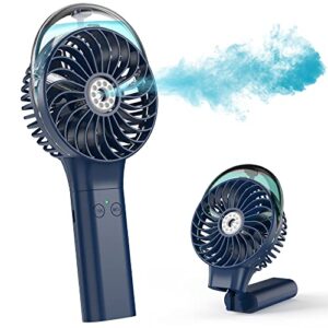 comlife portable handheld misting fan, 3000mah rechargeable battery operated spray water mist fan, foldable mini personal fan for travel, makeup, home, office, camping, outdoors