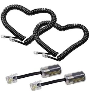 telephone cord detangler,lovk 2 pack 13ft uncoiled / 2ft coiled telephone handset cord with 2 pack 360 degree rotating landline cable detangler swivel cord untangler telephone accessory