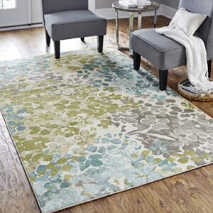 Mohawk Home Aurora Radiance Aqua Abstract Floral Runner Area Rug, 2'x8', Blue/Green