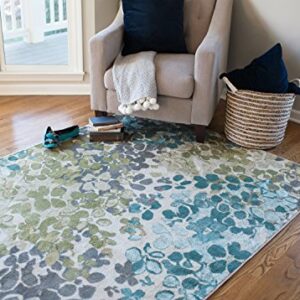 Mohawk Home Aurora Radiance Aqua Abstract Floral Runner Area Rug, 2'x8', Blue/Green