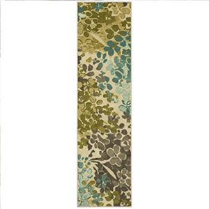 Mohawk Home Aurora Radiance Aqua Abstract Floral Runner Area Rug, 2'x8', Blue/Green