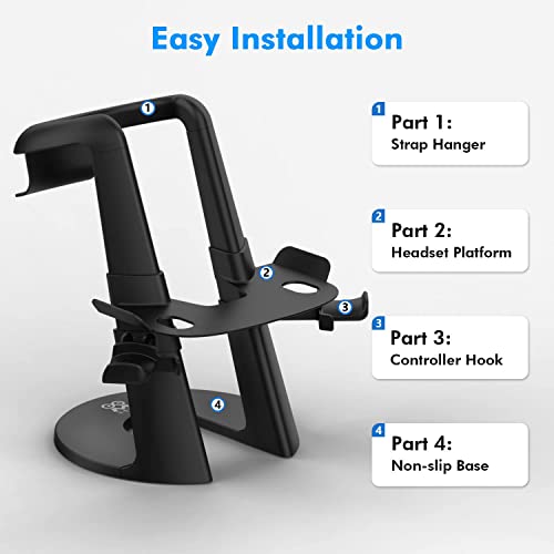 AMVR VR Stand,Headset Display Holder and Controller Mount Station for Quest,for Quest 2, Rift or Rift S Headset and Touch Controllers Black