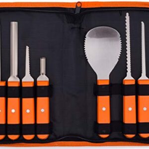 Professional Pumpkin Carving Kit for Christmas Gift - Heavy Duty Stainless Steel Tools and Knives with Carrying Case (8 Pieces) - Pumpkin Carver for Adults & Kids, Pumpkin Sculpting Set