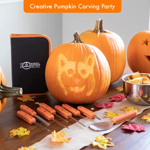 Professional Pumpkin Carving Kit for Christmas Gift - Heavy Duty Stainless Steel Tools and Knives with Carrying Case (8 Pieces) - Pumpkin Carver for Adults & Kids, Pumpkin Sculpting Set