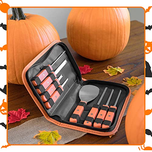 Professional Pumpkin Carving Kit for Christmas Gift - Heavy Duty Stainless Steel Tools and Knives with Carrying Case (8 Pieces) - Pumpkin Carver for Adults & Kids, Pumpkin Sculpting Set