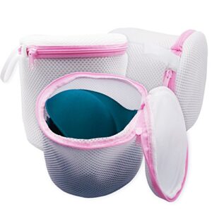 3pack bra wash bags durable mesh bag reusable for lingerie,yoga bra,hosiery,stocking(3, white)