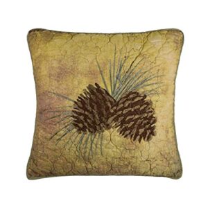 donna sharp throw pillow - wood patch lodge decorative throw pillow with pine cone pattern - square