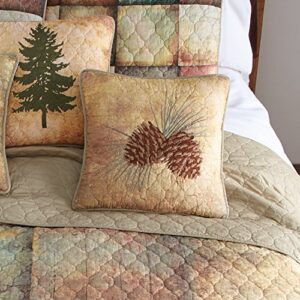 Donna Sharp Throw Pillow - Wood Patch Lodge Decorative Throw Pillow with Pine Cone Pattern - Square