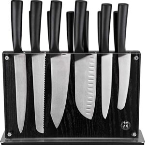 Schmidt Bros. Black Downtown Magnetic Knife Block, Ebony Stained Red Oak Schmidt-22-Series, Up to 18-Piece