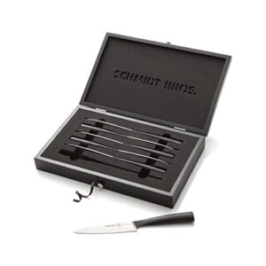 schmidt brothers - carbon 6, 6-piece jumbo steak knife set, high carbon german stainless cutlery in a wood gift box