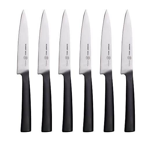 Schmidt Brothers - Carbon 6, 6-Piece Jumbo Steak Knife Set, High Carbon German Stainless Cutlery in a Wood Gift Box