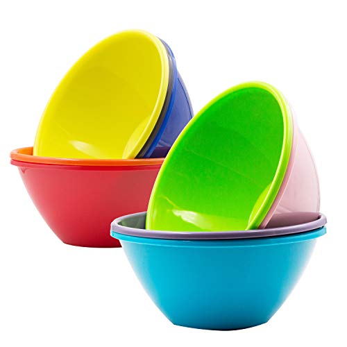 Youngever 32 Ounce Plastic Bowls, Large Cereal Bowls, Large Soup Bowls, Set of 9 in 9 Assorted Colors