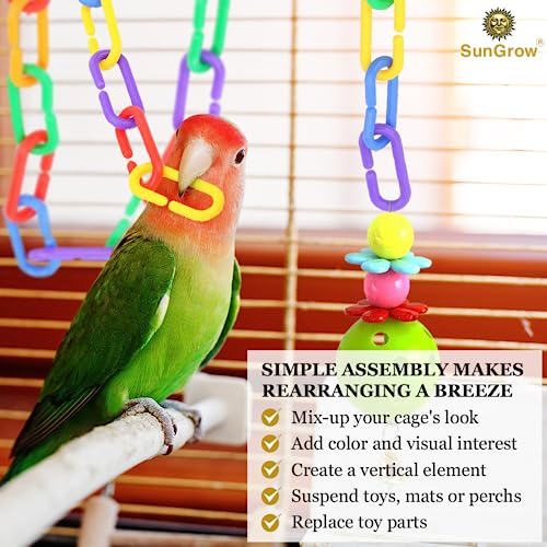 SunGrow 100 Pcs Rainbow C-Clips Plastic Chain Links, Bird Swing & Climbing Chain Cage Toy Clips & Hooks, DIY Kids Learning Toys for Classroom, Suitable for Sugar Glider, Rat, Parrot, Bird