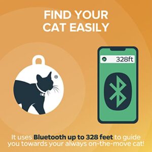 Cat Tailer Cat Tracker - Small and Lightweight Waterproof Bluetooth Pet Collar Attachment, 328 foot Range, Replaceable 6 Month Battery Life, Android/Apple iOS Compatible