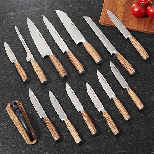 Schmidt Brothers - Zebra Wood, 6" Petit Chef Knife, High-Carbon German Stainless Steel Mulitpurpose Kitchen Cutlery