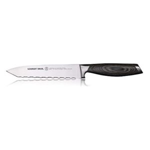 schmidt brothers - bonded ash 6" double edge utility knife for multipurpose cutting, slicing, and chopping, small kitchen knife made with high-carbon german stainless steel
