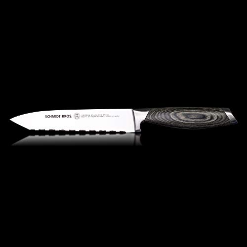 Schmidt Brothers - Bonded Ash 6" Double Edge Utility Knife for Multipurpose Cutting, Slicing, and Chopping, Small Kitchen Knife Made with High-Carbon German Stainless Steel