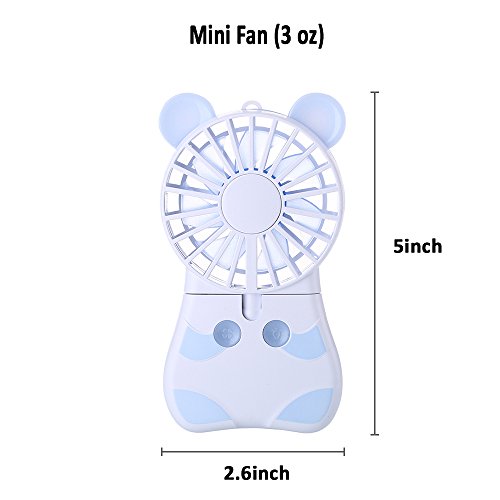 Innerest Mini Cooling Fan Personal Handheld Standable Multi-color LED Lights 2 Adjustable Speeds Travel Camping Festival Uses (Mini One Size, Mouse Fan- Lavender)