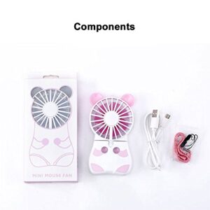 Innerest Mini Cooling Fan Personal Handheld Standable Multi-color LED Lights 2 Adjustable Speeds Travel Camping Festival Uses (Mini One Size, Mouse Fan- Lavender)