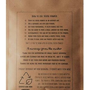 Zero Waste Paper Bag Kid Safe Orange Organic Vegan Fluoride Free Remineralizing Tooth Powder - Ships Without Any Plastic