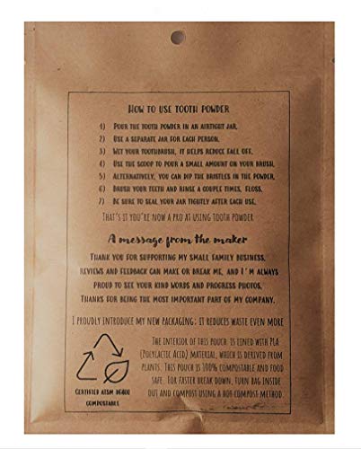 Zero Waste Paper Bag Kid Safe Orange Organic Vegan Fluoride Free Remineralizing Tooth Powder - Ships Without Any Plastic