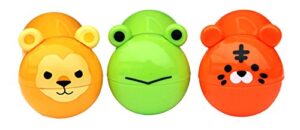cute zoo animal chip bag clips – 3 pc pack – durable plastic clip for keeping food fresh, organize kitchen and office – perfect for snacks, travel & super adorable (frog, lion, tiger)