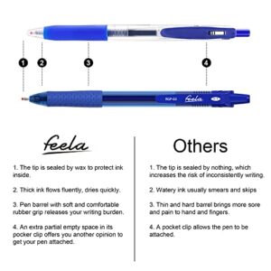 feela 30 Pack Retractable Blue Ink Gel Pens Set Medium Point 15 Piece Fine Point Gel Pen with 15 Refills for Smooth Writing