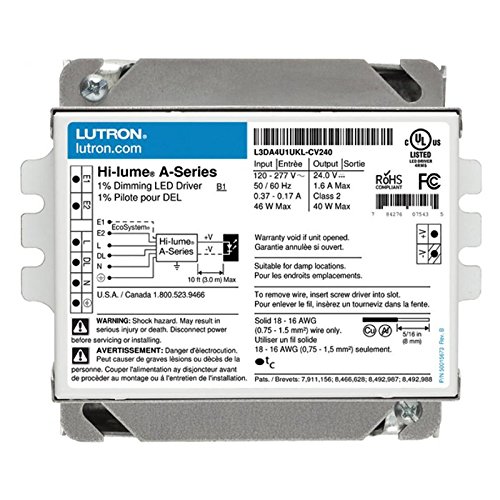 Lutron L3DA4U1UKL-CV240 LED Driver, 24VDC, 120/277VAC, 170-370 mA Lighting, Black