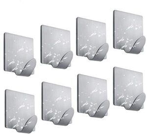 fotosnow wall adhesive hooks heavy duty waterproof stainless steel hooks for hanging coat, hat towel robe-bathroom and bedroom-8 packs