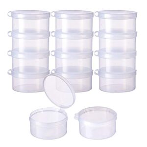 benecreat 12 pack round clear plastic bead storage containers box case with flip-up lids for items,pills,herbs,tiny bead,jewerlry findings, and other small items - 2x1 inches
