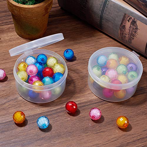 BENECREAT 12 Pack Round Clear Plastic Bead Storage Containers Box Case with Flip-Up Lids for Items,Pills,Herbs,Tiny Bead,Jewerlry Findings, and Other Small Items - 2x1 Inches