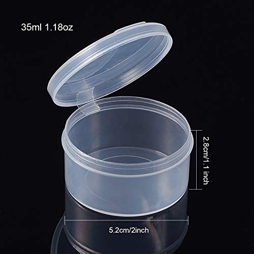 BENECREAT 12 Pack Round Clear Plastic Bead Storage Containers Box Case with Flip-Up Lids for Items,Pills,Herbs,Tiny Bead,Jewerlry Findings, and Other Small Items - 2x1 Inches