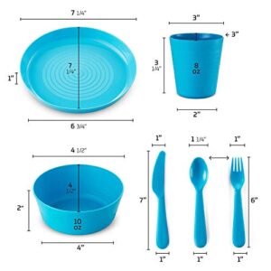 Klickpick Home Children Plastic Dinnerware Set Of 36 Pieces 6 colors Kids Set Includes, Kids Cups, Plates, Bowls, Flatware Set, Toddler Dishes Tumblers Reusable, Microwave Dishwasher Safe