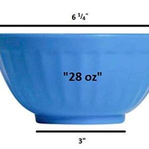 Klickpick Home 6 Inch Plastic Bowls Set of 8-28 ounce Large Plastic Cereal Bowls Microwave Dishwasher Safe Soup Bowls - BPA Free Bowls 4 Bright Colors (2 of Each Color)