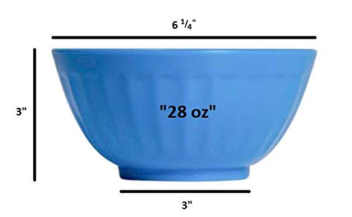 Klickpick Home 6 Inch Plastic Bowls Set of 8-28 ounce Large Plastic Cereal Bowls Microwave Dishwasher Safe Soup Bowls - BPA Free Bowls 4 Bright Colors (2 of Each Color)