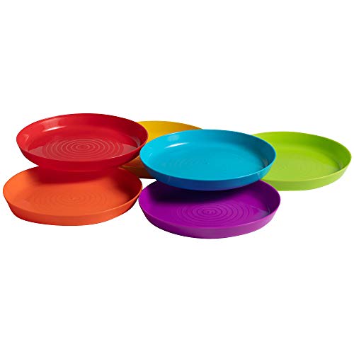 Klickpick Home Kids Plates - 12 Pcs Plate Children Plastic Plates Dishes Reusable - 6 Bright Colors Dishwasher Microwave Safe BPA Free Plate Perfect for Kid and Toddlers