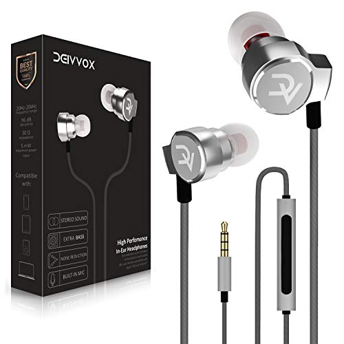 DEIVVOX D0218 Wired Earbuds with Microphone in Ear Headphones - Volume Control Mic - Balanced Sound with Extra Bass - Earphones Noise Isolating - Headset for Cell Phones Samsung Sony LG - Jack 3.5 mm