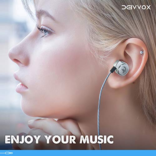 DEIVVOX D0218 Wired Earbuds with Microphone in Ear Headphones - Volume Control Mic - Balanced Sound with Extra Bass - Earphones Noise Isolating - Headset for Cell Phones Samsung Sony LG - Jack 3.5 mm