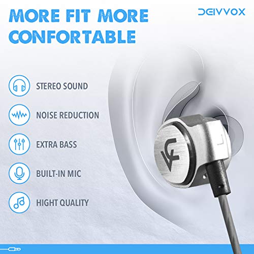 DEIVVOX D0218 Wired Earbuds with Microphone in Ear Headphones - Volume Control Mic - Balanced Sound with Extra Bass - Earphones Noise Isolating - Headset for Cell Phones Samsung Sony LG - Jack 3.5 mm